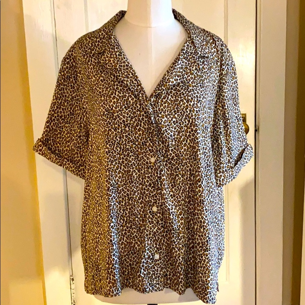 Banana Republic leopard-print blouse XL